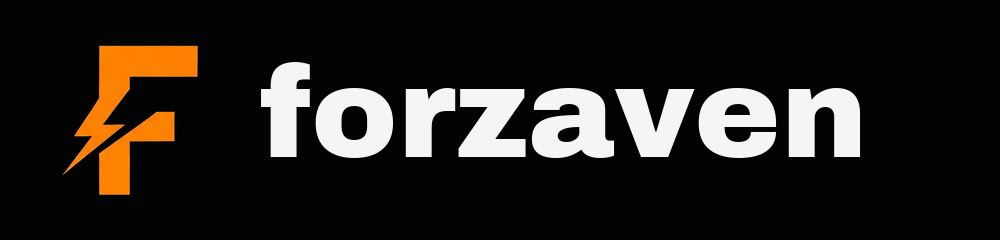 Logo Forzaven F et wordmark sur fond noir